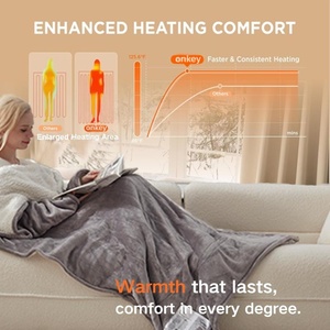 Plaid chauffant électrique portable, réversible en flanelle et sherpa avec contrôleur numérique pour une chaleur douillette - Product Image 5