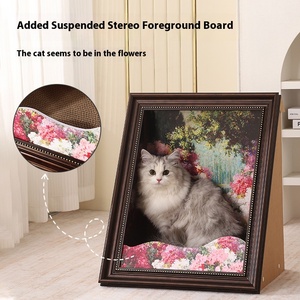 Umwelt freundliche Luxus-Katzen kratz platte Mona Lisa Ölgemälde Katzen nest Austauschbarer Kunststoff-Kratzbrett-Foto rahmen karton - Product Image 3