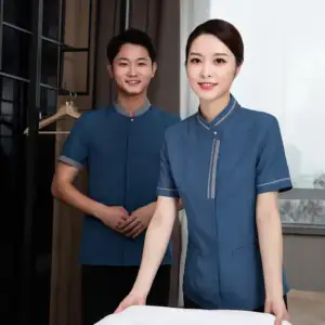 5 Star Hotel Staff wholesale Work Clothes Women short Sleeve Shirt Housekeeping staff Uniforms Cleaning Worker