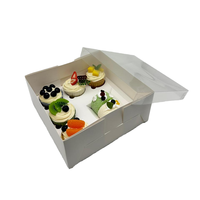Boîte d'emballage de gâteau à bento en carton personnalisé 4 6 12 trous à quantité minimale de commande bas avec couvercle transparent en PET pour biscuits boîte d'emballage de dessert cupcake