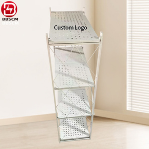 Étagère à livres sur pied personnalisée, en métal noir avec revêtement en poudre, pour <span class=keywords><strong>la</strong></span> maison, <span class=keywords><strong>la</strong></span> <span class=keywords><strong>cuisine</strong></span>, 5 niveaux, pliable, étagères de rangement - Product Image 4