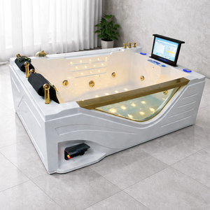 Système de massage pour 2 personnes, bain à remous en acrylique, spa intérieur, <span class=keywords><strong>jacuzzi</strong></span> rectangulaire, baignoire de luxe avec cascade - Product Image 1