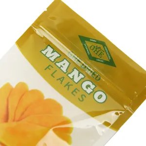 Tas kemasan plastik kering buah ritsleting makanan kering cetak kustom untuk Mangga kering