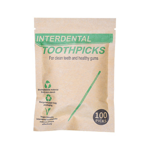 Cure-dents interdentaires 100 pièces biodégradables à base d'amidon de maïs pour des dents propres et des gencives saines - Product Image 1