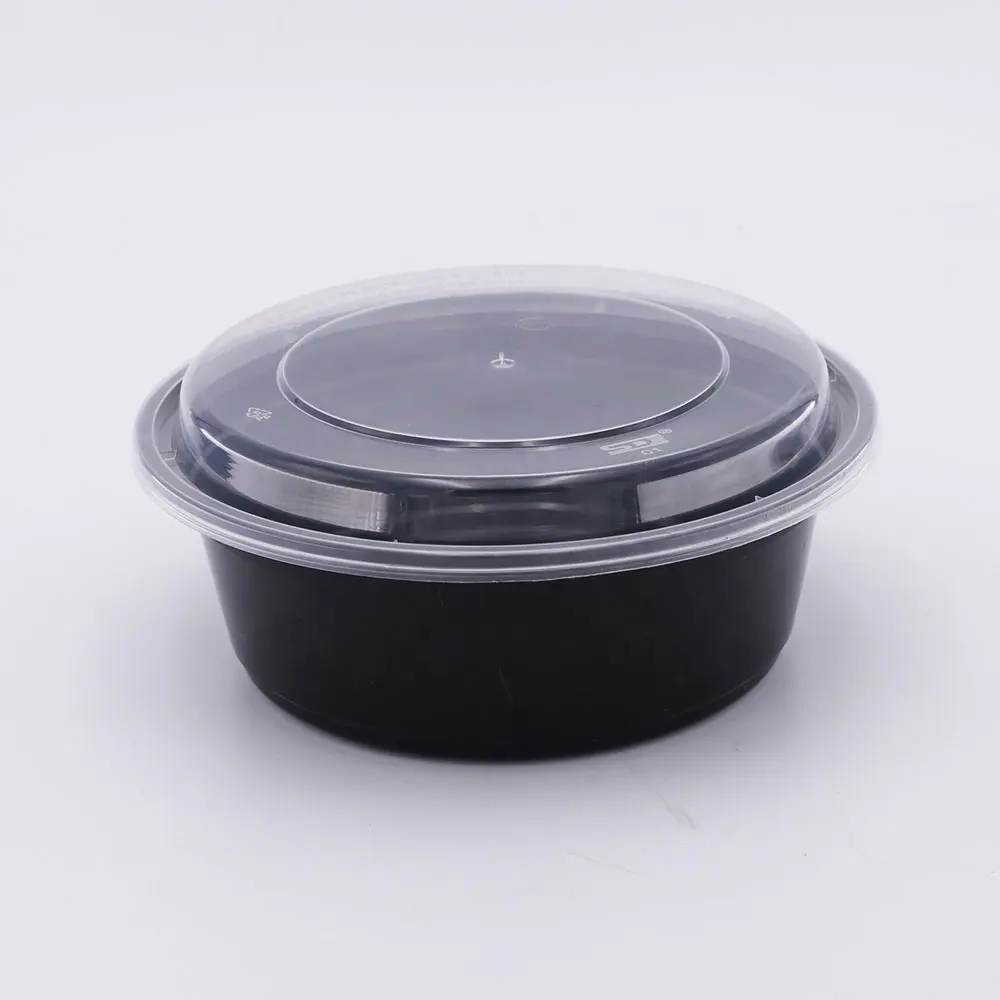 Microwave safe eco-friendly pp round food container plastic disposable bowl with lid for salad fast food meal fruit