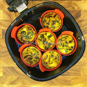 2020 NUEVO Antiadherente Flip Over Wash Muffins Egg Bitelets Silicona Air Fryer Cup con pestañas - Product Image 2