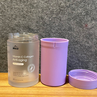 RTCO Bouteilles personnalisées en PETG de qualité alimentaire à double compartiment, 150 ml (5 oz), transparentes avec capsules givrées, pour 30, 60 ou 90 capsules de suppléments ou de bonbons gélifiés