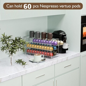 Vente en gros Transparent 3 niveaux acrylique <span class=keywords><strong>Nespresso</strong></span> <span class=keywords><strong>Capsule</strong></span> Dosettes Conteneur Dosettes de café Stockage Tiroir Support <span class=keywords><strong>Capsule</strong></span> de café - Product Image 4