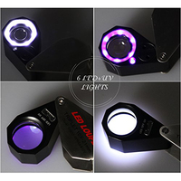 Dual-Function Professional Jewelers Glass Magnifier Gemstone/Diamond Inspection 21MM Lens 10X Triplet Loupe UV LED Light