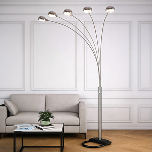 Lampe sur pied moderne et créative 4888SN à 5 arcs, design contemporain, corps de lampe en métal, abat-jour en forme de paon, utilisation en chambre à coucher, salon, LED chaude - Product Image 5