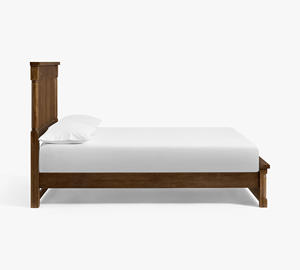 Lit double en bois massif de style français, design moderne et rustique américain, rembourré en coton et lin, dossier souple, sur mesure - Product Image 3