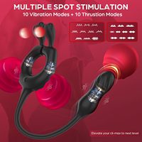 Masseur de prostate télécommandé 10 vibrations et poussées, double moteur, godemiché vibrant en silicone, plug anal pour homme