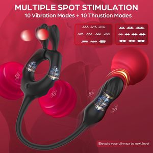 Masajeador de Próstata con Control Remoto, 10 Vibraciones, Doble Motor, Dildo Vibrador de Silicona, Tapones Anales para Hombre - Product Image 2