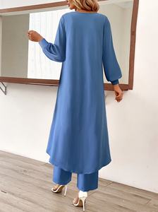 ชุดอาบายะห์แบบเรียบร้อย 2 ชิ้น - เสื้อแขนยาวและกางเกงขายาวทรงตรงหลวมๆ ผลิตแบบ ODM สำหรับใส่ในชีวิตประจำวัน/ออฟฟิศ/งานแต่งงาน/งานปาร์ตี้ - Product Image 3