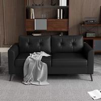 Canapé deux places en tissu et cuir noir, petit canapé double pour appartement, location, boutique, zone de réception