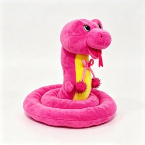 Peluche de serpiente suave y esponjoso personalizado, peluche de serpiente rosa para abrazar, peluche de serpiente sentada en espiral, peluche de serpiente con detalles de pompones. - Product Image 4