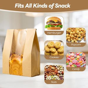 Sacs à <span class=keywords><strong>pain</strong></span> en papier kraft brun biodégradable imprimés sur mesure avec fenêtre, étiquettes résistantes et doublure plastique pour l'emballage alimentaire <span class=keywords><strong>de</strong></span> sushis et <span class=keywords><strong>de</strong></span> produits <span class=keywords><strong>de</strong></span> boulangerie - Product Image 5