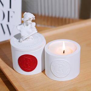 Novelty Candles Round Scented Candle <b>Cups</b> With Statue Tops Soy Wax Material For Home Decor Gift - Product Image 2