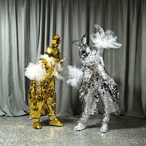 ชุดกระต่ายสะท้อนแสงพร้อมไฟ LED สีทอง/สีเงิน สำหรับการแสดงในสวนสนุก เวทีโชว์ และคลับเต้นรำ - Product Image 4