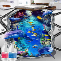 Résine époxy cristalline pour moulage d'art 3D en vrac de 1 gallon pour sol avec papier peint stéréoscopique Monde océanique Sol