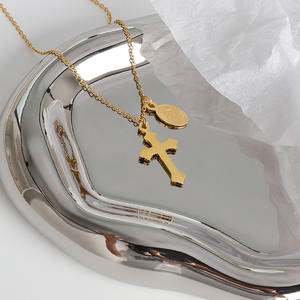 종교 기독교 보석 스테인레스 스틸 18k 금도금 성모 마리아 예수 십자가 십자가 펜던트 목걸이 - Product Image 6