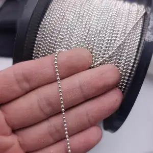 1 метр 925 стерлингового серебра Гладкие бусины шаровая цепь для женщин мужчин ожерелье Модные ювелирные изделия