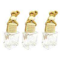 Diffuseur de voiture suspendu vide en verre transparent carré, flacon pendentif pour parfum et aromathérapie avec bouchon à vis et cordon, 10 ml