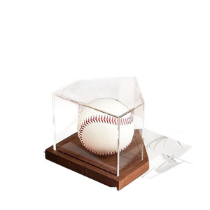 Caja de exhibición de béisbol de madera, soporte cuadrado en forma de cubo para pelotas de béisbol y ping pong, estuche de exhibición de escritorio para hobby, base de madera maciza - Product Image 2
