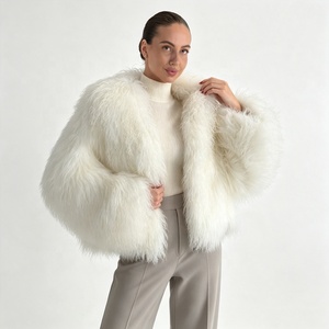 Veste en fausse fourrure bouclée blanche Zeyu pour <span class=keywords><strong>femme</strong></span>, <span class=keywords><strong>manteau</strong></span> court en laine d'agneau mongole chaud pour l'hiver, coupe courte ouverte sur le devant, manteaux en fausse fourrure écologiques pour <span class=keywords><strong>femme</strong></span> - Product Image 5