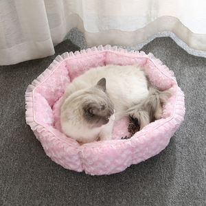 Rutschfester Boden Weich und Bequem Luxuriöses Rosa Umweltfreundliches Maschinenwaschbares Abnehmbares Rundes Hundebett für das Ganze Jahr - Product Image 4