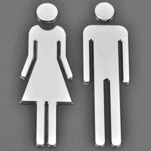 Etiqueta Adhesiva para Puerta de Baño de 12 cm, para Hombre y Mujer, Adhesivo Decorativo para Puerta de Baño con Superficie de Espejo 3D, para Hotel, Bar, Restaurante - Product Image 4