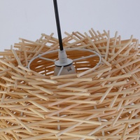 Luminaire suspendu en bambou tressé brun naturel moderne, lustre artisanal en rotin pour chambre