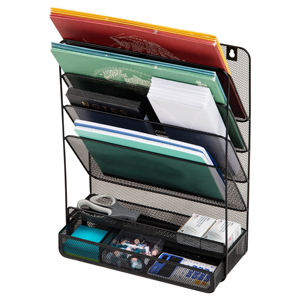 Portariviste <span class=keywords><strong>da</strong></span> Ufficio Multifunzionale a 5 Ripiani, Espositore <span class=keywords><strong>da</strong></span> <span class=keywords><strong>Parete</strong></span> A4, Portadocumenti in Metallo per Ufficio e Casa - Product Image 1