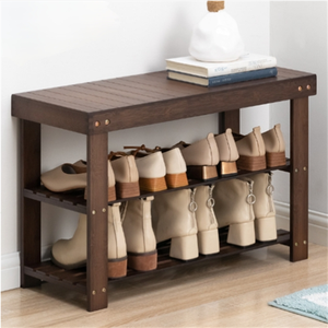 <span class=keywords><strong>Meuble</strong></span> à chaussures moderne en bambou avec banc et siège intégrés, rangement à 2 niveaux <span class=keywords><strong>pour</strong></span> salon – Gain de place, durable, supporte jusqu'à 300 lb - Product Image 6