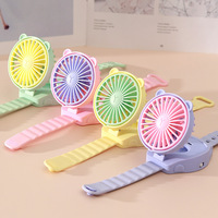 Kipas Jam Tangan Mini Viga Color Bear Baterai Motor Brushless Operasi Senyap Plastik 5 Baling-Baling Hadiah Keren untuk Anak-Anak dan Pelajar di Luar Ruangan