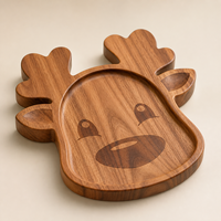 Plateau de service en bois durable motif renne, idéal pour biscuits, bonbons, fromages et tables de fête de Noël – Nouveauté très demandée en usine