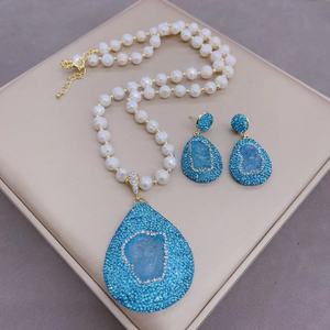 BD--A5230 kalung manik-manik mutiara berkualitas tinggi kalung druzy berlian pave kalung untuk kehidupan sehari-hari - Product Image 2