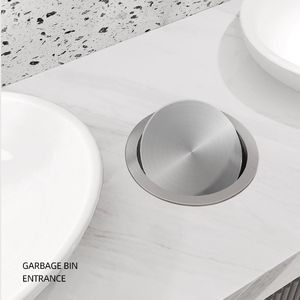 Built-In Bathroom Toilet Waste <strong>Bin</strong> <strong>Cover</strong> with Rolling Lid 304 Stainless Steel Space Saving Design - Product Image 5