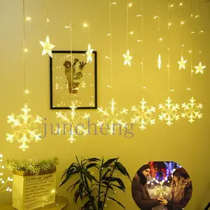 Fiocchi di neve stelle Decorative String Lights Holiday Dress Up decorazioni natalizie camera da letto tenda da finestra luce notturna