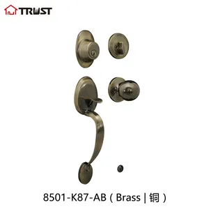 Percaya 8501 C-K87-AB Silinder Tunggal dengan Tombol Handleset dengan Silinder Tunggal Deadbolt Grip Handle