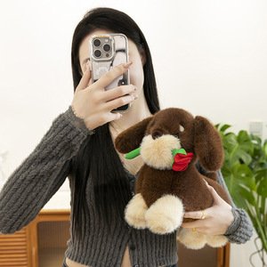 Logotipo personalizado rosa roja <span class=keywords><strong>salchicha</strong></span> perro de peluche Dachshund Animal relleno muñeca flor <span class=keywords><strong>cachorro</strong></span> niñas Oficina siesta almohada cojín muñeca Linda - Product Image 4