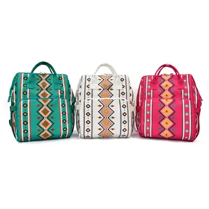 Venta al por mayor de estilo bohemio mamá bolsas de pañales multifunción mochila de viaje Oxford mochilas personalizadas