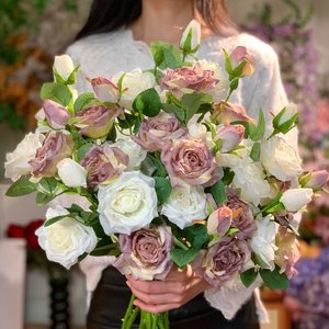 Rosa Artificial Hecha a Mano de Terciopelo, Tallo Individual, Roja, Rosa, Blanca, Rosa Artificial para Decoración de Bodas y Hogar - Product Image 3