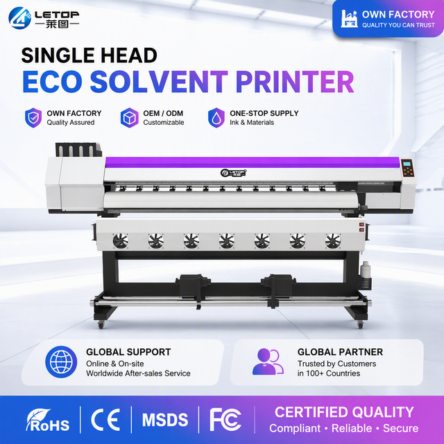 LETOP Factory 1.9M I1600 I3200 Printing Plotter Single Head CMYK Automatic Inkjet Printers Digital Car Wrap Vinyl Printer