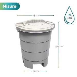Garden Waste <b>Bin</b> 50 Litre Light Grey Rotating <b>Lid</b> Outdoor Use - Product Image 2