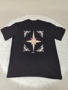 Camiseta de algodón de 230 <span class=keywords><strong>g</strong></span> con estampado de estrella y brújula para <span class=keywords><strong>hombre</strong></span>, camiseta informal de manga corta de algodón negro, top de alta calidad estilo streetwear - Product Image 6