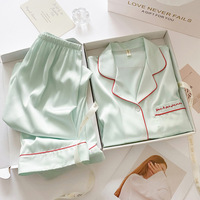 Pyjama une pièce de luxe en satin pour femmes, solide avec lettre brodée en cœur, style décontracté, nouvelle collection