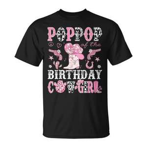 Camiseta Pop Pop Of The Birthday Cow Girl de estilo occidental rosa - Product Image 1