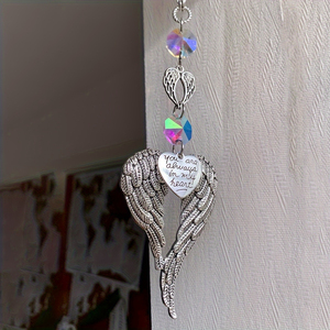 1 pezzo Acchiappasole a forma di ala d'angelo, ciondolo a forma di cuore con scritta "Sei sempre nel mio cuore", regalo speciale acchiappasole per qualcuno, Natale - Product Image 5