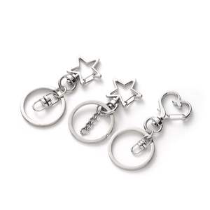 Porte-clés en forme de cœur, étoile à cinq branches, fermoir à homard, anneau de clé séparé, porte-clés, fournitures de bricolage, fabrication de bijoux, matériel en étoile argentée - Product Image 3